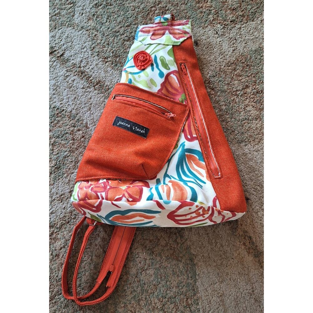Joanna Stanek Tropical Floral Mutli-Pocket Convertible Sling Backpack Bag